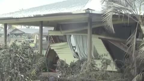 Aftermath footage shows roads of Tonga coated in layers of ash and ridden with debris