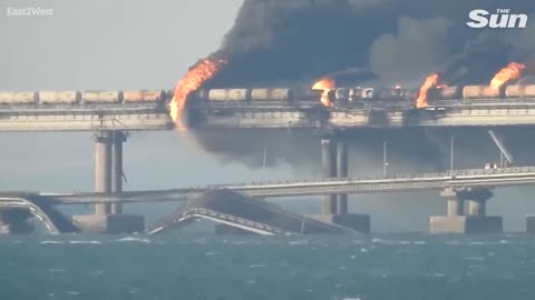 Fire rages on after blast on Crimea bridge as Russia launches investigation