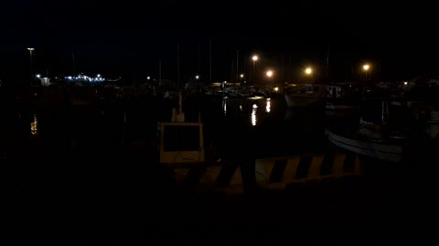 Night lights on the seaport