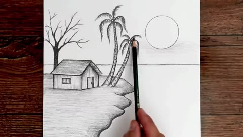 Kolay Karakalem Manzara Resmi Çizimi Nasıl Yapılır - Adım Adım Karakalem Çizimleri - Çizim Mektebi
