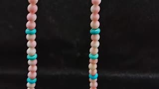 Natural turquoise roundle beads and Princess spiny oyster beads with faceted Amazonite