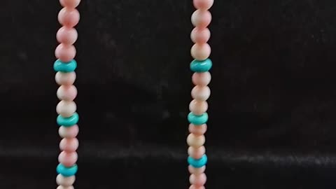 Natural turquoise roundle beads and Princess spiny oyster beads with faceted Amazonite