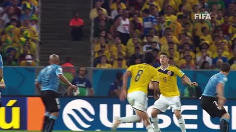 James Rodriguez goal vs Uruguay ALL THE ANGLES 2014 FIFA World Cup