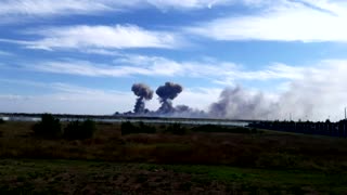 Blasts heard near Russian airbase in Crimea
