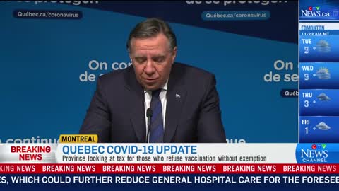Premier Legault says that any adult Quebecer who is not vaccinated will have to pay