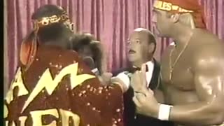 In 1989, WWF Wrestlers Hulk Hogan & Randy Savage give clues to destruction of the Twin Towers