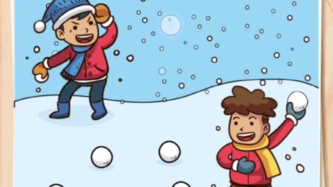 Help the kid on the right wing the snowball fight.! Brain Test level 125!