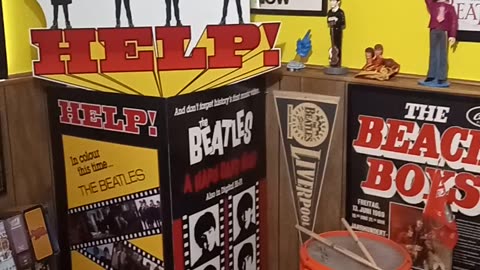 Music room in basement " mostly" Beatles memorabilia displayed