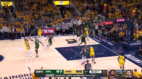 NBA - Hali drills the 3... Bucks/Pacers trading baskets in the 4th!