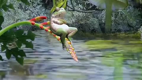 Calm and relaxing animation of a frog enjoying life
