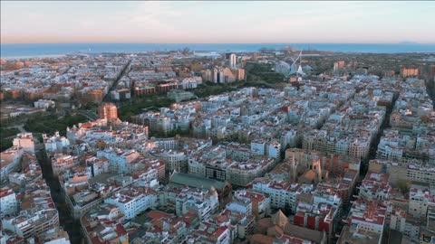 aerial view epic valencia spain entire city