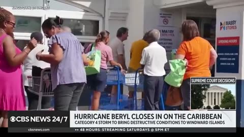 Hurricane Beryl closing in on Caribbean as Category 4 storm CBS News