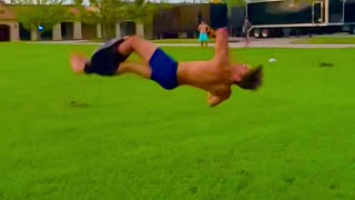 Man Practicing Gymnastics Spins out of Pants