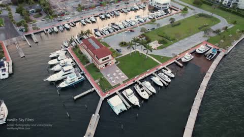 4k Aerial _ Lake Park Marina, Freedom Boat Club, Town of Lake Park, Florida