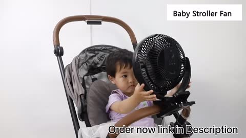 Portable Fan for Baby Stroller, Up to 24H of Use), USB Fan, 4-Speed Fast Cooling Outdoor Fan,