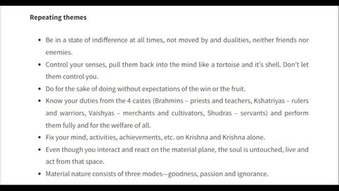 Bhagavad Gita Trimmed and Categorised - 4 Repeating Themes