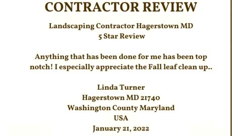 Landscaping Contractor Hagerstown MD 5 Star Video Review