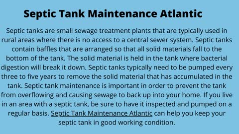 Septic Tank Maintenance Atlantic