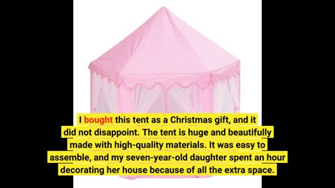 Skim Feedback: JOYMOR Princess Playhouse Premium Cotton,Pink Play Tent Castle for Child Great f...