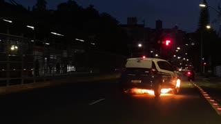 Flaming Car Pulls Over