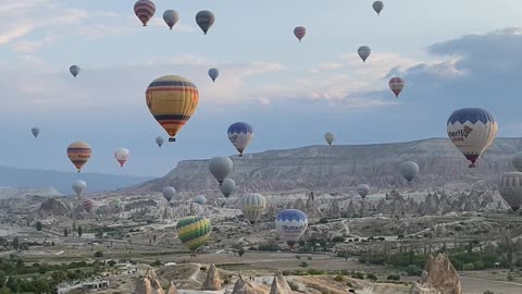 Hot Air Balloons Over Beautiful Cappadocia, Turkey