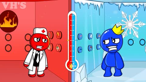 100 Mystery Buttons Hot vs Cold Challenge _ Roblox Rainbow Friends Animation