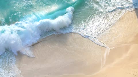 Turquoise Wave Crashing on a Beach