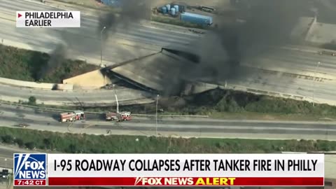 I-95 roadway collapses after tanker truck fire in Philadelphia...