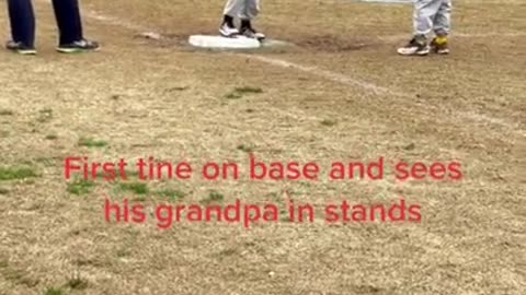 Little Kid Spots Grandfather And Runs To Hug Him During the Game