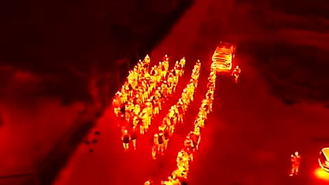 Thermal Drone of Illegals Heading Though Eagle Pass Border Texas