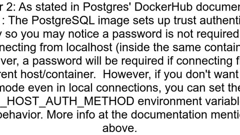 Docker runs PostgreSQL in quottrustquot mode