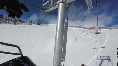 3/9 #4 Riding up the lift at Mary's to show my tracks going down