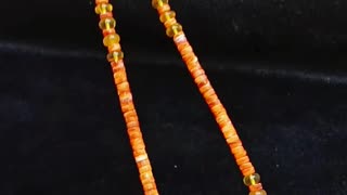 Spiny oyster heishi beads and amber with mop pendant gem necklace 20240405-04-08