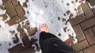 Outside in winter Barefoot