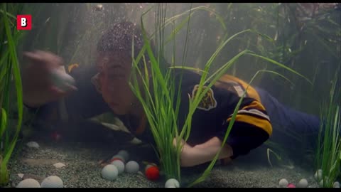 Adam Sandler takes a dive in a golf course _ Happy Gilmore