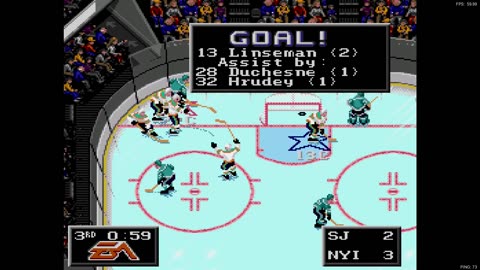 NHL '94 Franchise Mode 1989 Regular Season G9 - Len the Lengend (SJ) at grimmace92 (NYI)