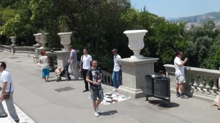 Barcelona Spain . Exploring Europe Busker by the Fountain