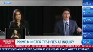 Prime Minister Justin Trudeau explains the definition of emergency legislation during his testimony