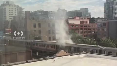 Footage shows smoke billowing from a train car in Near North Side, Chicago, IL