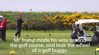 Trump golfing on his visit to Scotland