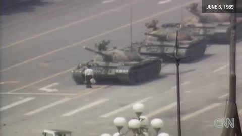 Man vs. tank in Tiananmen square June 5, 1989