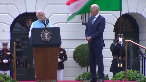 Modi at the White House Ceremonial welcome By UAE President