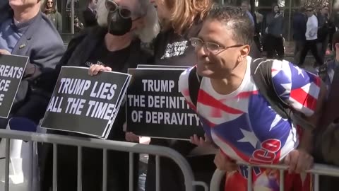 Supporters of Donald Trump protesting near the courthouse today