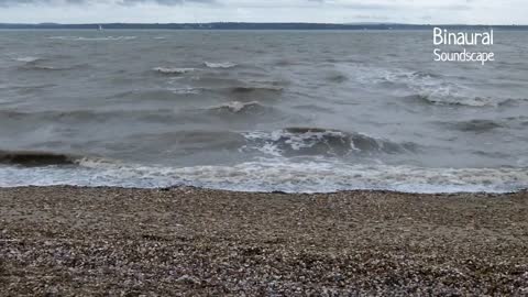 Ocean waves and wind - Binaural sea and beach sounds recording