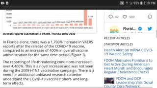 FLORIDA: VAERS - THE REPORTING OF LIFE-THREATENING CONDITIONS INCREASED OVER 4,400%!
