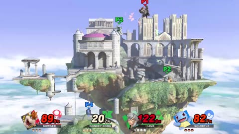 Bowser vs Donkey Kong and Link vs Pokemon Trainer on Temple (Super Smash Bros Ultimate)