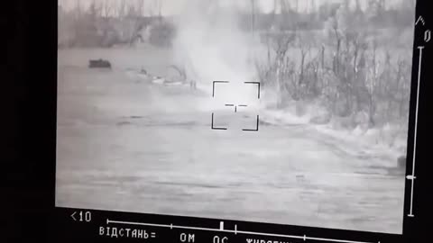 Ukrainian Stugna-P fires on a squad of Russian infantry