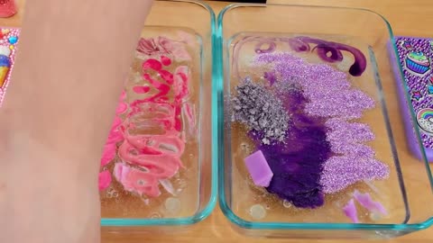 Pink vs Purple - Mixing Makeup Eyeshadow Into Slime! Special Series 83 Satisfying Slime Video