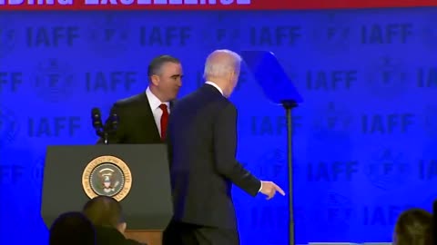 After Giving His Speech to a Firefighters Conference, Joe Biden Gets Lost on Stage