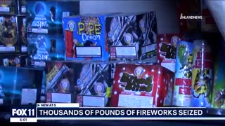 One person has been arrested after a large cache of fireworks